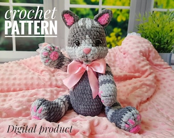 Crochet cat pattern, Amigurumi toy crochet pattern, cat plush pattern, soft toy, crochet kitten, realistic cat, Amigurumi patterns