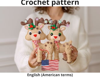 Christmas Moose crochet pattern, crochet reindeer, Christmas reindeer, amigurumi pattern, Reindeer Elk Amigurumi PDF Crochet patterns toys