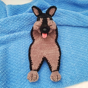 Lovey Crochet Pattern dog German Shepherd, Amigurumi comforter cuddle toy, baby security blanket, plush toy dog pattern Amigurumi patterns image 3