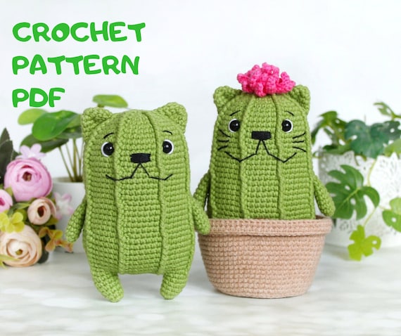 Catcus Hkelanleitung - Katze + Kaktus Amigurumi Hkelanleitung PDF in  Englisch Obst Tiere - Etsy.de