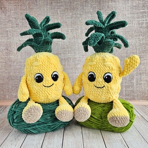 PINEAPPLE CROCHET PATTERN, Amigurumi pineapple with eyes & hands Pdf tutorial, Plush crochet toys