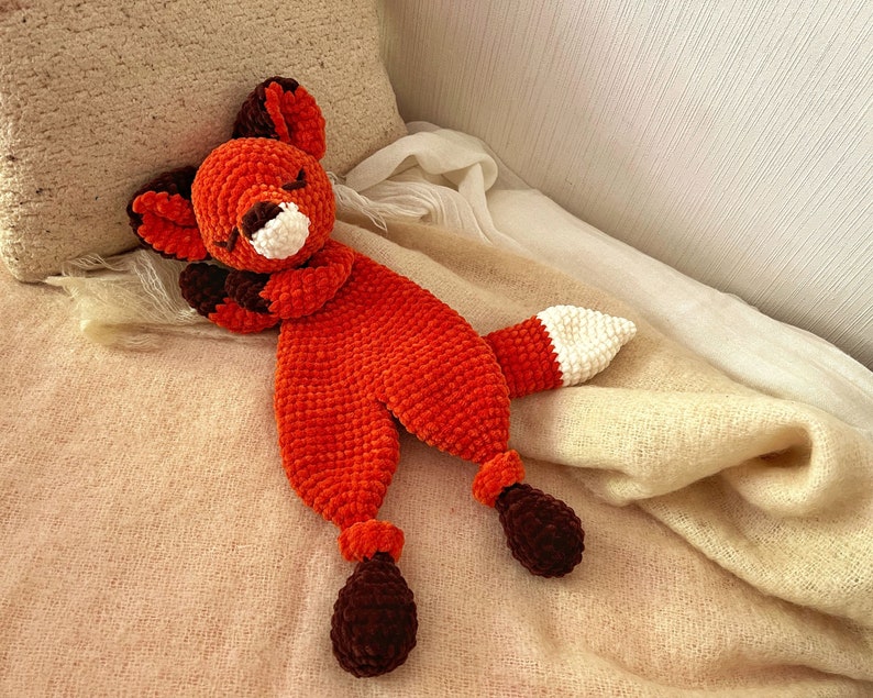 FOX Snuggler Plush Lovey The Woodland Fox Security Blanket Toy Forest Animal Amigurumi Comforter Cuddle Toy Lovey toy patterns image 7