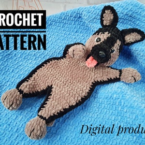 Lovey Crochet Pattern dog German Shepherd, Amigurumi comforter cuddle toy, baby security blanket, plush toy dog pattern Amigurumi patterns
