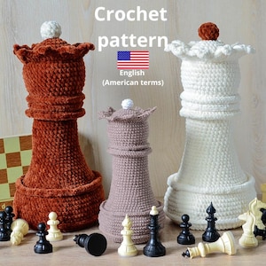 No Sew Chess QUEEN Crochet Pattern,  Amigurumi Chess queen Pattern, Easy DIY Handmade Gift Idea for a board game, Crochet patterns toys