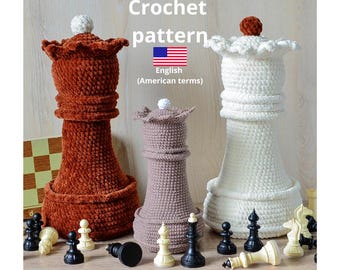 No Sew Chess QUEEN Crochet Pattern,  Amigurumi Chess queen Pattern, Easy DIY Handmade Gift Idea for a board game, Crochet patterns toys
