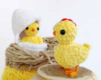 CROCHET CHICKEN PATTERN, Amigurumi baby chick in egg surprise, Crochet Easter Egg, Plush crochet toys