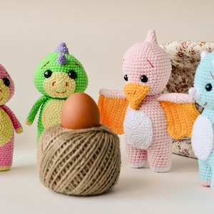 Dinosaur Crochet Pattern Animals Amigurumi Set 3 Patterns Easy Tutorial ...