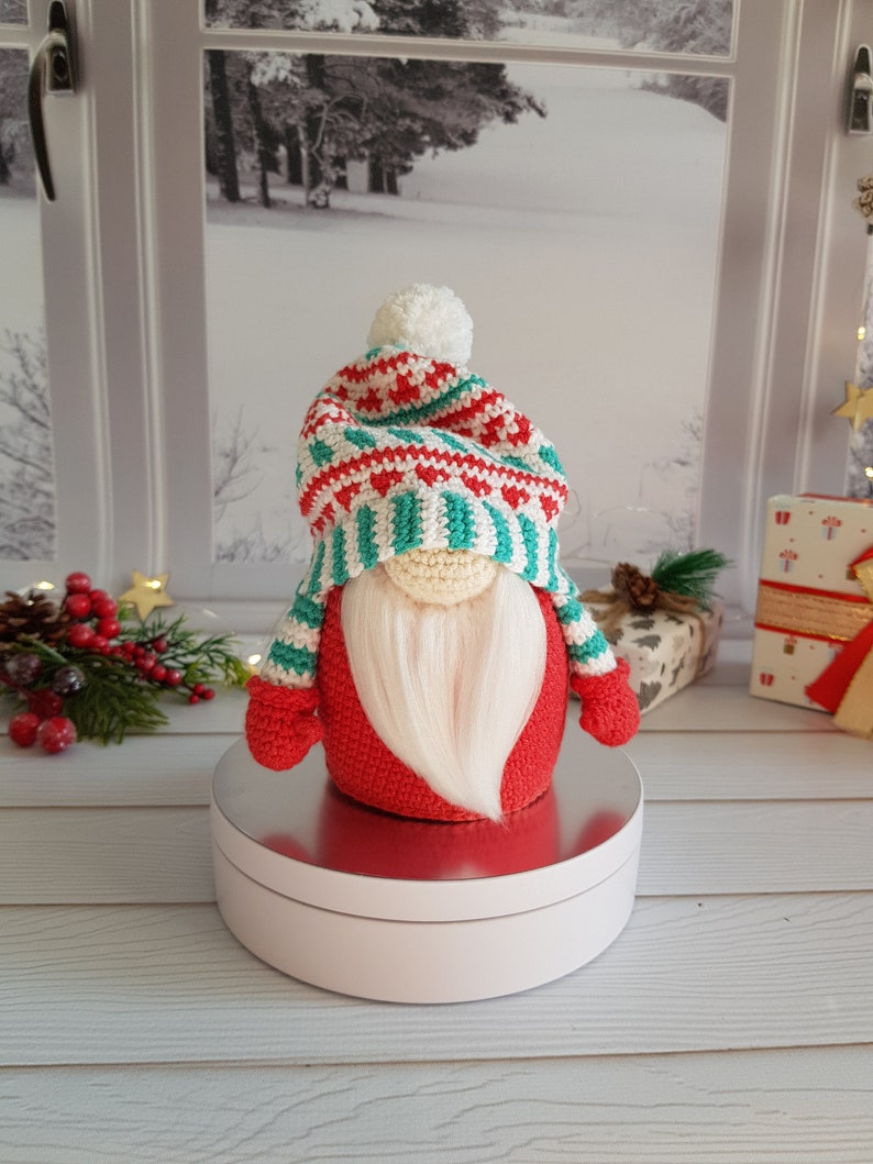 Jultomte-virkat mönster, Amigurumi-leksaksmönster, Jultomte-tomtemönster, Handledning för vinterlovstomtar, Amigurumi-mönster bild 7