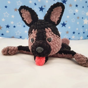 Lovey Crochet Pattern dog German Shepherd, Amigurumi comforter cuddle toy, baby security blanket, plush toy dog pattern Amigurumi patterns image 8