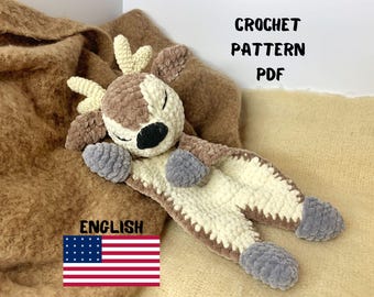 DEER Plush Lovey Crochet Pattern | Security Blanket Toy | Amigurumi Comforter Cuddle Toy | PDF Easy Crochet Pattern | Lovey toy patterns