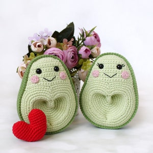 Avocados in Love Crochet Pattern Avocado with Heart Seed Amigurumi Crochet Pattern PDF in English Fruit animals image 4