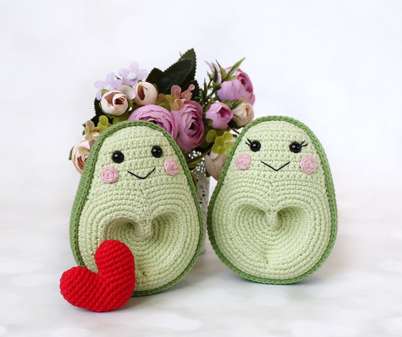 Avocados in Love Crochet Pattern Avocado with Heart Seed Amigurumi Crochet Pattern PDF in English Fruit animals image 4