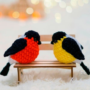 BIRD CROCHET PATTERN, Amigurumi pattern realistic birds, Bullfinch, Sparrow, Goldfinch, how to crochet parrot Plush crochet toys