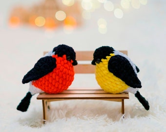 BIRD CROCHET PATTERN, Amigurumi pattern realistic birds, Bullfinch, Sparrow, Goldfinch, how to crochet parrot Plush crochet toys