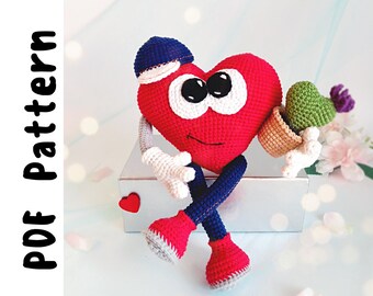 PDF Crochet Pattern the heart, the heart  in love, heart pattern Valentine's Day, Crochet toy patterns