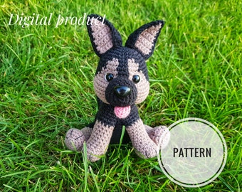Crochet Pattern Dog German Shepherd, Amigurumi Crochet Dog Pattern, Stuffed toy, ENGLISH PDF, Soft toy pattern, Amigurumi patterns
