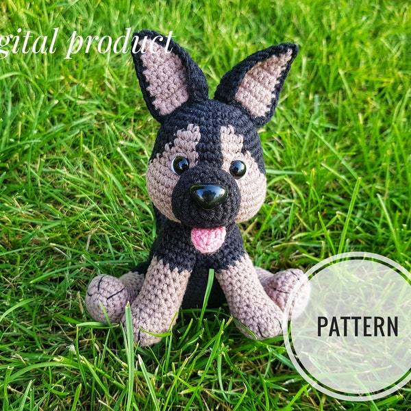 Patrón Ganchillo Perro Pastor Alemán, Patrón Perro Amigurumi Crochet, Peluche, PDF INGLÉS, Patrón peluche, Patrones Amigurumi