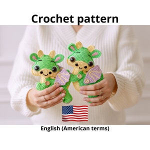 Dragon crochet pattern - ragdoll crochet - crochet amigurumi dragon -crochet animal toy - PDF English -Crochet patterns toys