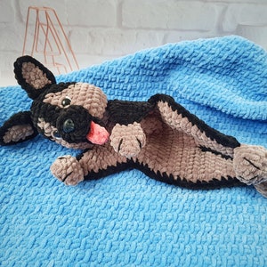 Lovey Crochet Pattern dog German Shepherd, Amigurumi comforter cuddle toy, baby security blanket, plush toy dog pattern Amigurumi patterns image 6