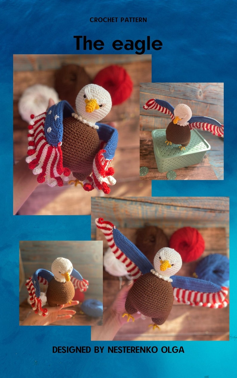 American Eagle crochet pattern, Symbol of America, Independence Day on July 4th , Crochet patterns image 3