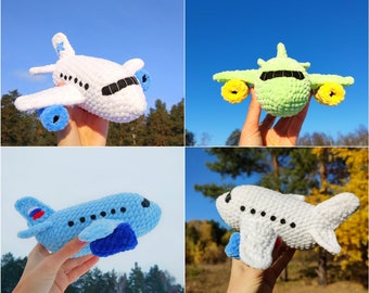 CROCHET AIRPLANE PATTERN, Plush plane toy Amigurumi pattern,  Crochet stuff aircraft toy, Crochet gifts for boy, Plush Crochet toys