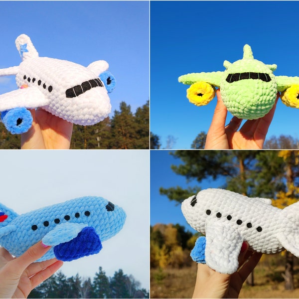 CROCHET AIRPLANE PATTERN, Plush plane toy Amigurumi pattern,  Crochet stuff aircraft toy, Crochet gifts for boy, Plush Crochet toys