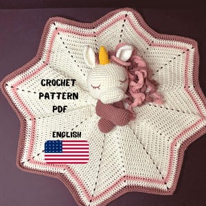 UNICORN Lovey Crochet Pattern | Security Blanket Toy | Amigurumi Comforter Cuddle Toy | PDF Easy Crochet Pattern | Lovey toy patterns