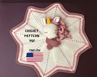 UNICORN Lovey Crochet Pattern | Security Blanket Toy | Amigurumi Comforter Cuddle Toy | PDF Easy Crochet Pattern | Lovey toy patterns