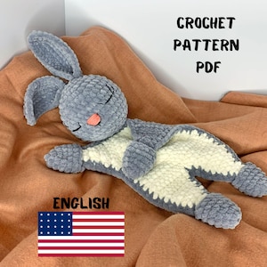 BUNNY Plush Lovey Crochet Pattern | Rabbit Security Blanket Toy | Amigurumi Comforter Cuddle Toy | PDF Easy  Pattern | Lovey toy patterns
