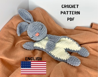 BUNNY Plush Lovey Crochet Pattern | Rabbit Security Blanket Toy | Amigurumi Comforter Cuddle Toy | PDF Easy  Pattern | Lovey toy patterns