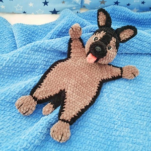 Lovey Crochet Pattern dog German Shepherd, Amigurumi comforter cuddle toy, baby security blanket, plush toy dog pattern Amigurumi patterns image 2