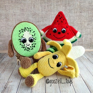CROCHET WATERMELON PATTERN, Amigurumi watermelon slice with eyes and hands, Plush Soft toy Fruits, Plush crochet toys image 8