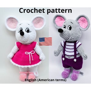 Crochet pattern mouse, crochet animal, amigurumi pattern, mouse doll, Crochet patterns toys