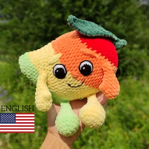 CROCHET MANGO PATTERN, Amigurumi crochet cute fruits with eyes Pdf pattern, Plush crochet toy