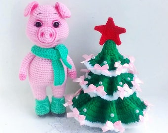 かぎ針編みのクリスマスツリーのパターン、あみぐるみのクリスマス