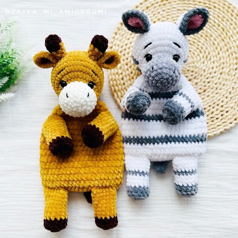 CROCHET PATTERN 2 in 1 Giraffe and Zebra / Amigurumi giraffe security blanket / Newborn Lovey Pattern /Comforter /Crochet animals patterns image 8