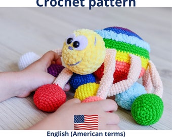 Amigurumi Halloween spider crochet pattern, crochet cozy rainbow spider toy PDF tutorial, easy instruction animals, Crochet patterns toys