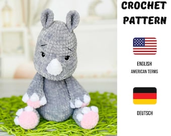 CROCHET PATTERN Rhino / Rhino crochet pattern PDF / Amigurumi Rhino / Crochet Rhino / rhino tutorial / amigurumi /Crochet animals patterns