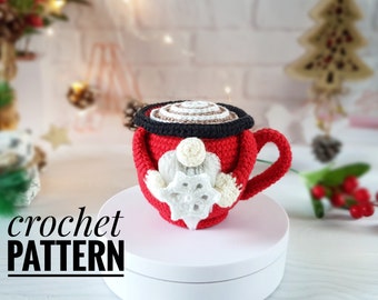 Christmas crochet pattern gnome coffee mug, Christmas cup, winter holiday gnome, Christmas Amigurumi toy pattern