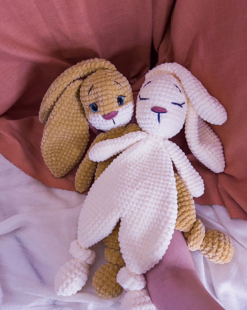 BUNNY Snuggler Plush Lovey Rabbit Security Blanket Toy Amigurumi Comforter Cuddle Toy PDF Easy Crochet Pattern Lovey toy patterns image 10