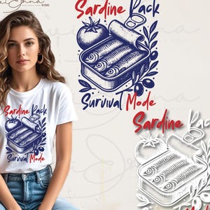 Sardine Pack Survival Original New Humor Shirt Png Design Funny Retro Tin Canned Sardine Shirt Sublimation Quirky Fish Png Clipart Design