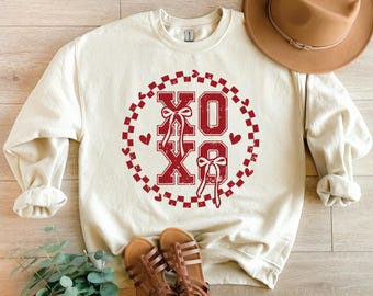 Retro XOXO Checker PNG Coquette Valentines Varsity PNG Trendy Valentines Retro Valentines Day Shirt PNG Coquette Bow Valentines Dtf ORIGINAL