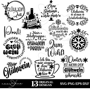 German plotter file mulled wine | Glühwein | mulled wine svg bundle | wine svg | sayings Christmas | Cricut Silhouette | mulled wine stand