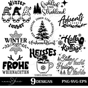 German Christmas SVG Designs: Gnome, Winter, Hot Chocolate (Digital Download)