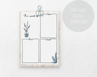 Weekplanner | Weekblad | Digitale download | Afdrukbare planner | Ongedateerde planner | Opmerkingen | Bullet Journal | Gestippeld dagboek | Gestippeld