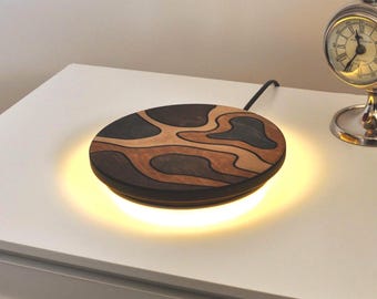 Wooden Bedside Lamp, Tabletop Lighting, Plug in wall Sconce
