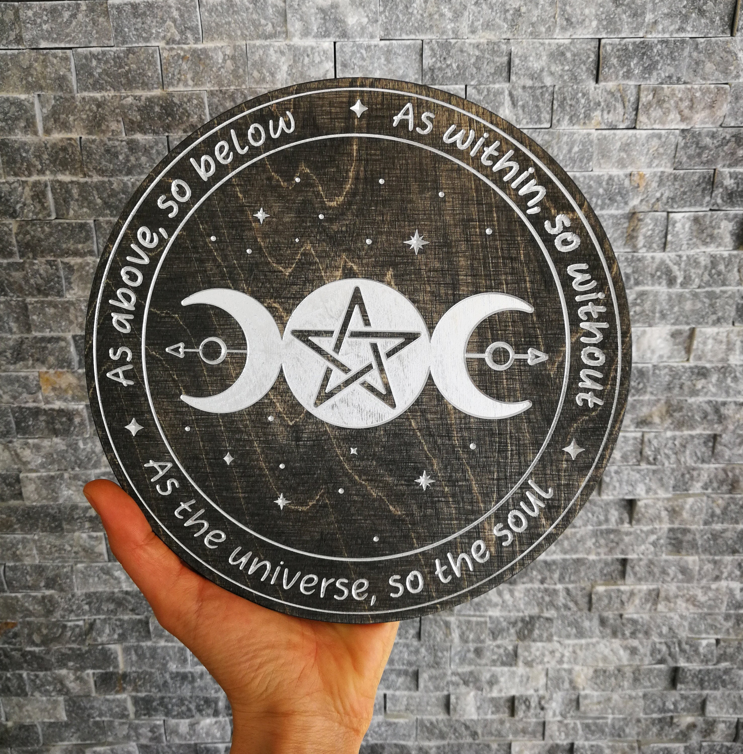 As Above so Below Wall Hanging, Triple Moon Pentacle Witchy