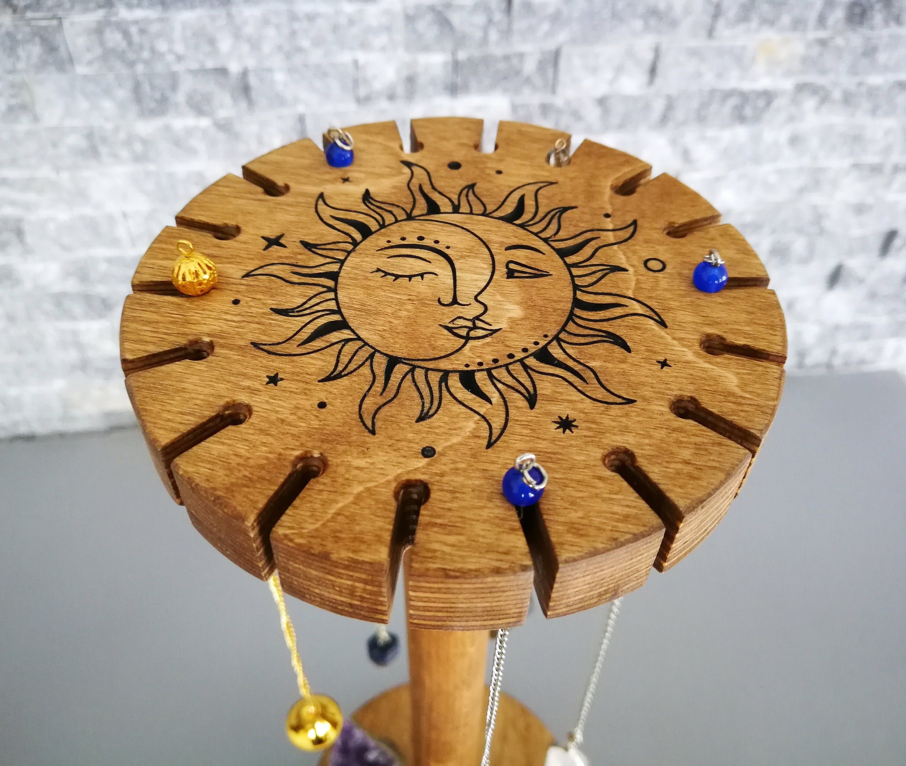 Pendulum Display Stand With Sun and Moon Engrave Pendulum Etsy