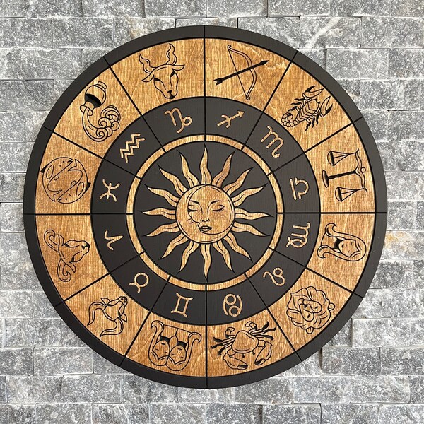 Tierkreis-Kristallgitter aus Birkenholz | Zodiac Wheel main image 1