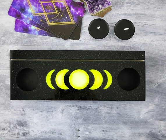 Support En Bois Pour Cartes De Tarot & Oracle – Design Phase De Lune, Pour Autel, Méditation, Décoration Païenne